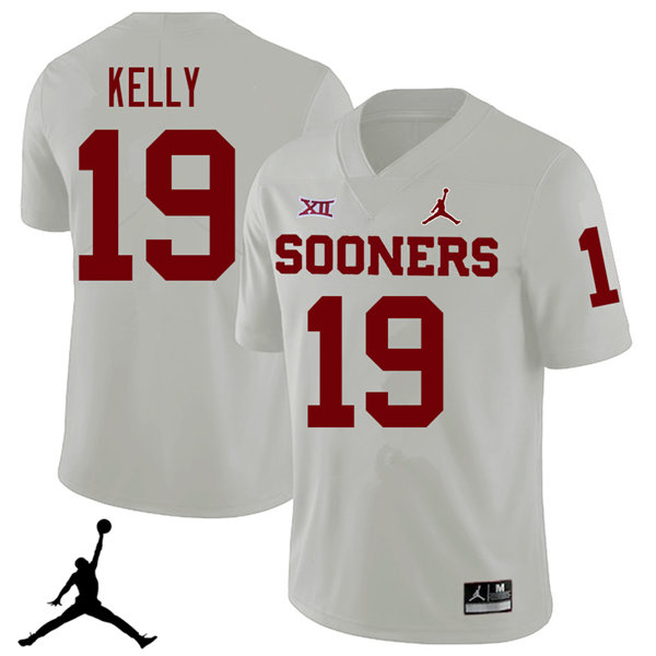 Jordan Brand Men #19 Caleb Kelly Oklahoma Sooners 2018 College Football Jerseys Sale-White - Click Image to Close